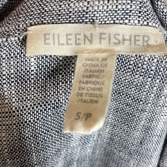 Eileen fisher linen blend moto jacket top small gray/white knit textured - Picture 8 of 8
